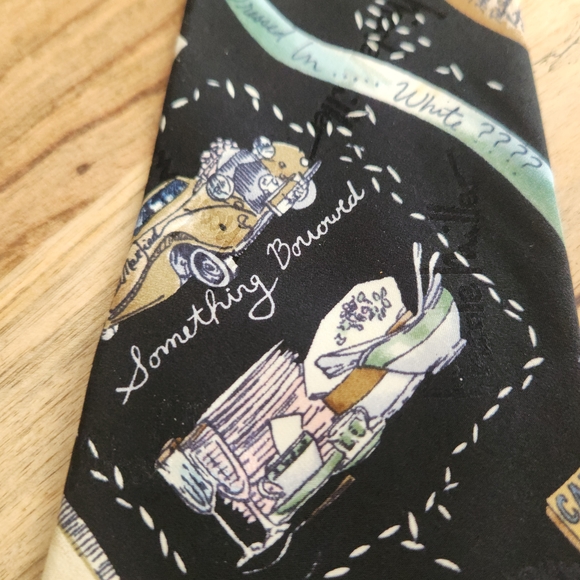 Elegant Vintage Nicole Miller Black Artistic Wedding Tie 100% Silk - Picture 12 of 13